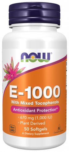 NOW E-1000 Mixed Tocopherols, 50 капсул