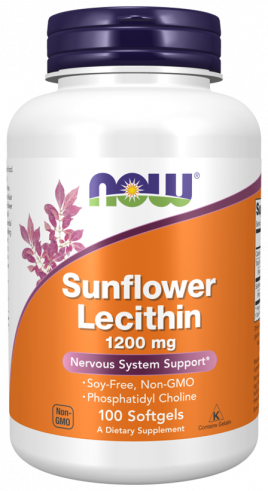 NOW Sunflower Lecithin 1200 mg, 100 капсул
