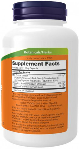 NOW SILYMARIN MILK THISTLE 300 мг, 200 вег.капс