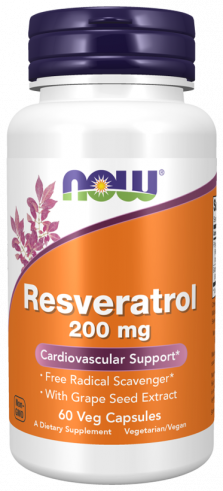 NOW Resveratrol 200 mg, 60 капсул
