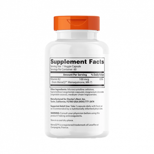 Doctor's Best Vitamin K2 MK-7, Витамин K2 MK-7, 60 капсул