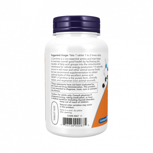 NOW L-Carnitine, L-Карнитин, 100 таблеток