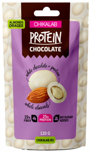 Chikalab Драже &quot;Миндаль в белом шоколаде&quot;, 120 грамм