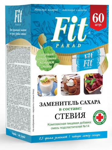 FitParad Заменитель сахара № 14 стики, 60 пак